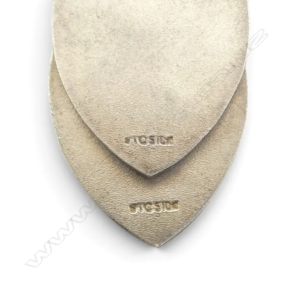 2 STG SILVER N.Z. ROTORUA COMPETITION SOCIETY INC FOB MEDALLIONS one w. 9ct shield 18gms Image 1++