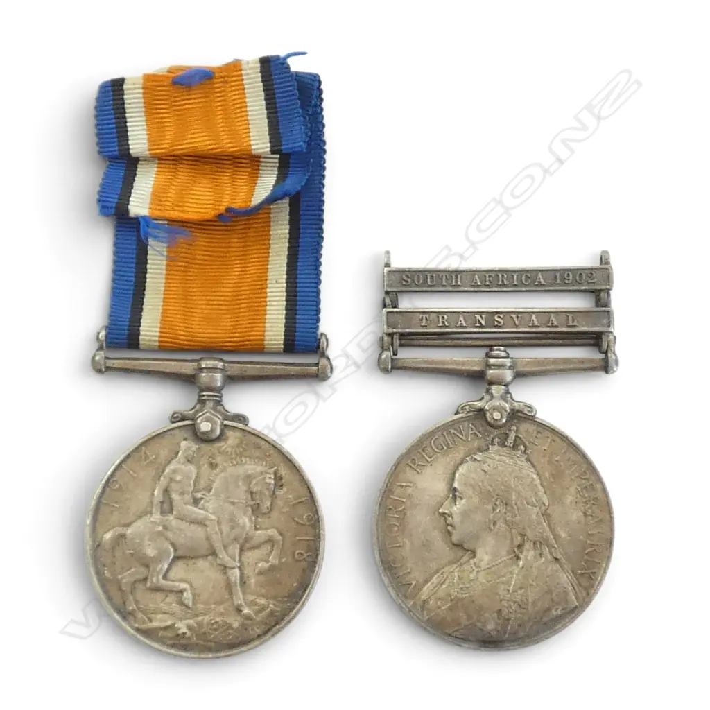 2 SILVER WAR MEDALS TO PTE. F.C. GALLAGHER; QUEEN'S BOER WAR 1902 & WWI 1914-1918 Image 1++