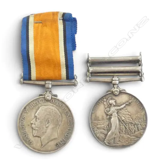 2 SILVER WAR MEDALS TO PTE. F.C. GALLAGHER; QUEEN'S BOER WAR 1902 & WWI 1914-1918
