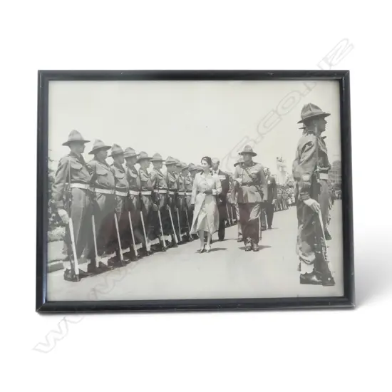 1954 Queen Elizabeth Framed Photo, Queens Guard Opening Parliament Wellington