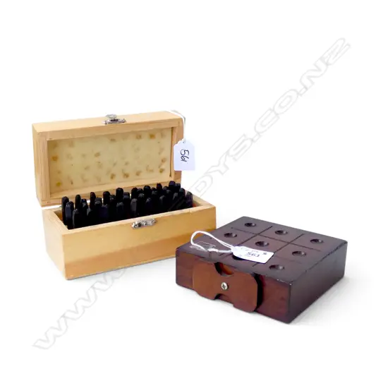 ALPHABET STEEL PUNCH SET boxed + noughts & crosses set w marbles