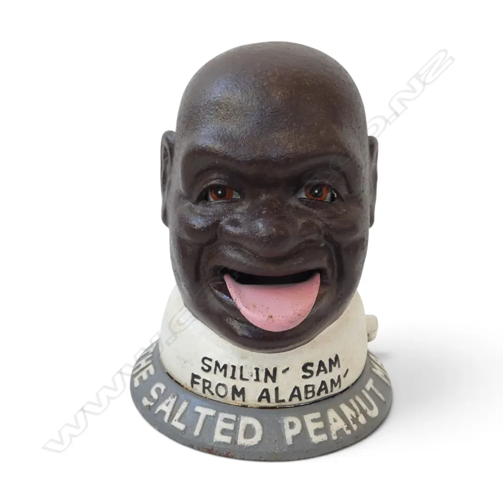 CAST IRON MONEY BOX 'SMILIN' SAM FROM ALABAM' - THE SALTED PEANUT MAN' H.145mm Image 1++