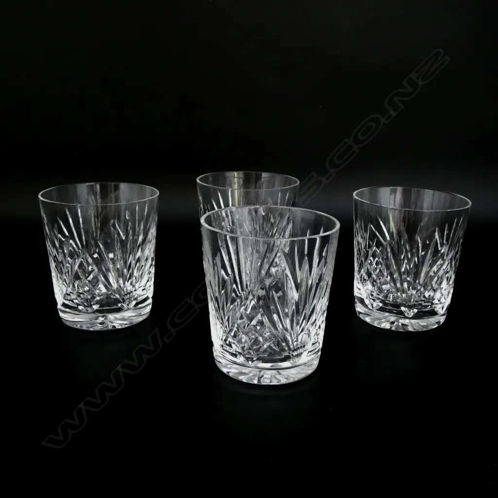 SET OF 4 STUART CUT CRYSTAL WHISKY TUMBLERS, H.85MM D.80MM Image 1++