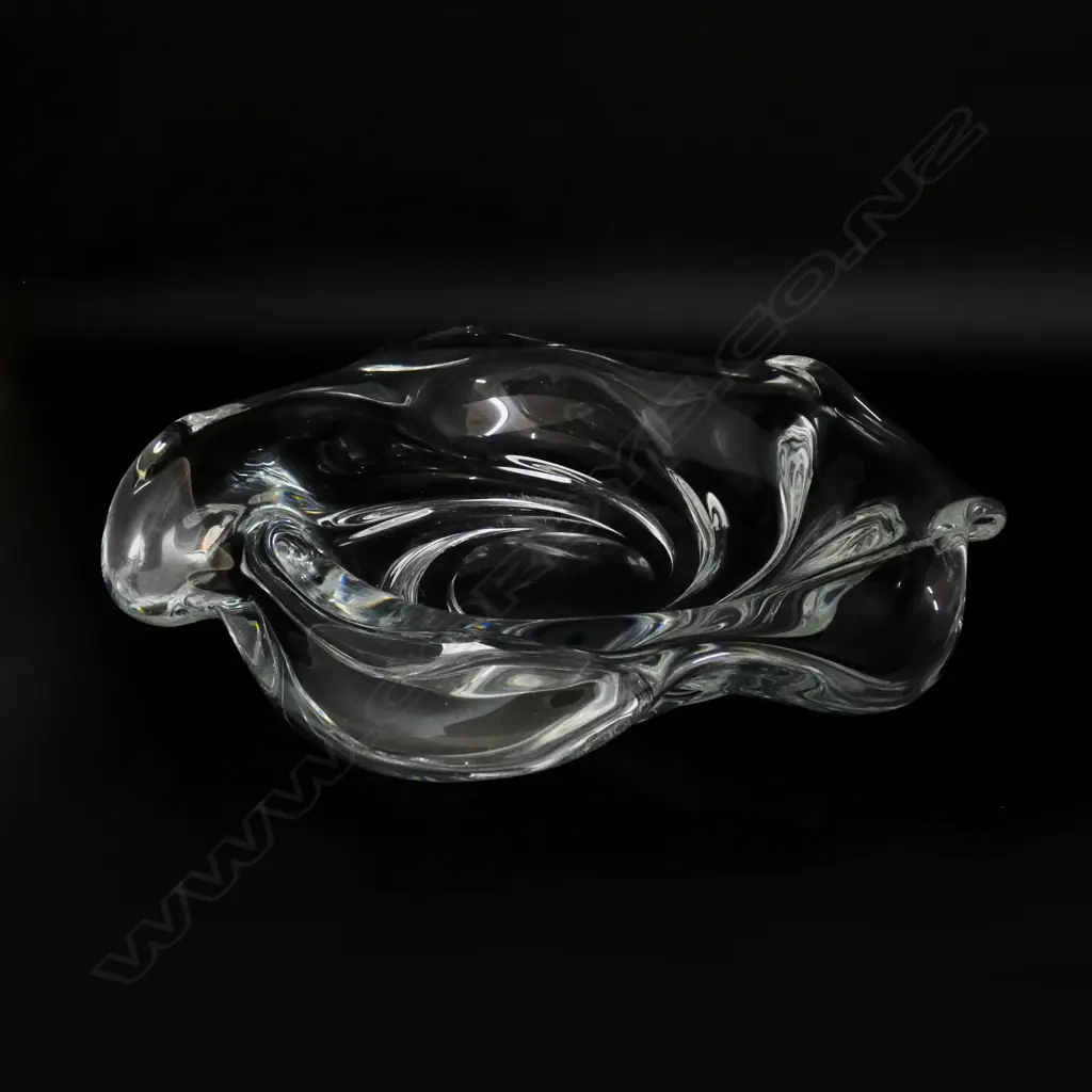 1950S ORREFORS CRYSTAL SCULPTURAL SWIRL BOWL DESIGNED BY EDVIN OHRSTROM 5,2KGS DIA335MM Image 1++