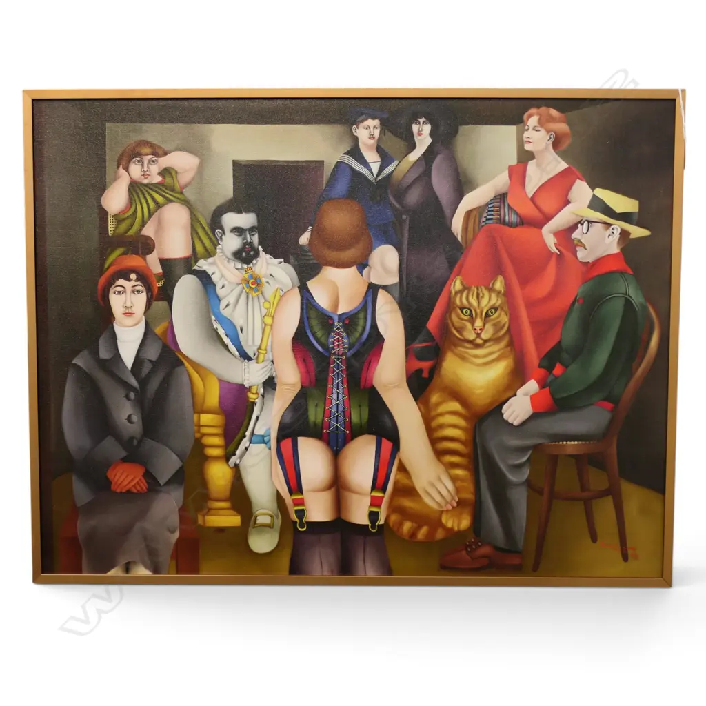 RICHARD LINDNER (1901-1978) 'THE MEETING' 1953 PRINT ON CANVAS 550x730mm Image 1++