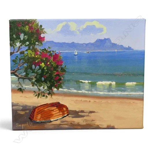 SIMON WILLIAMS 'WHANGAREI HEADS FROM WAIPU' OIL ON CANVAS 255x305mm