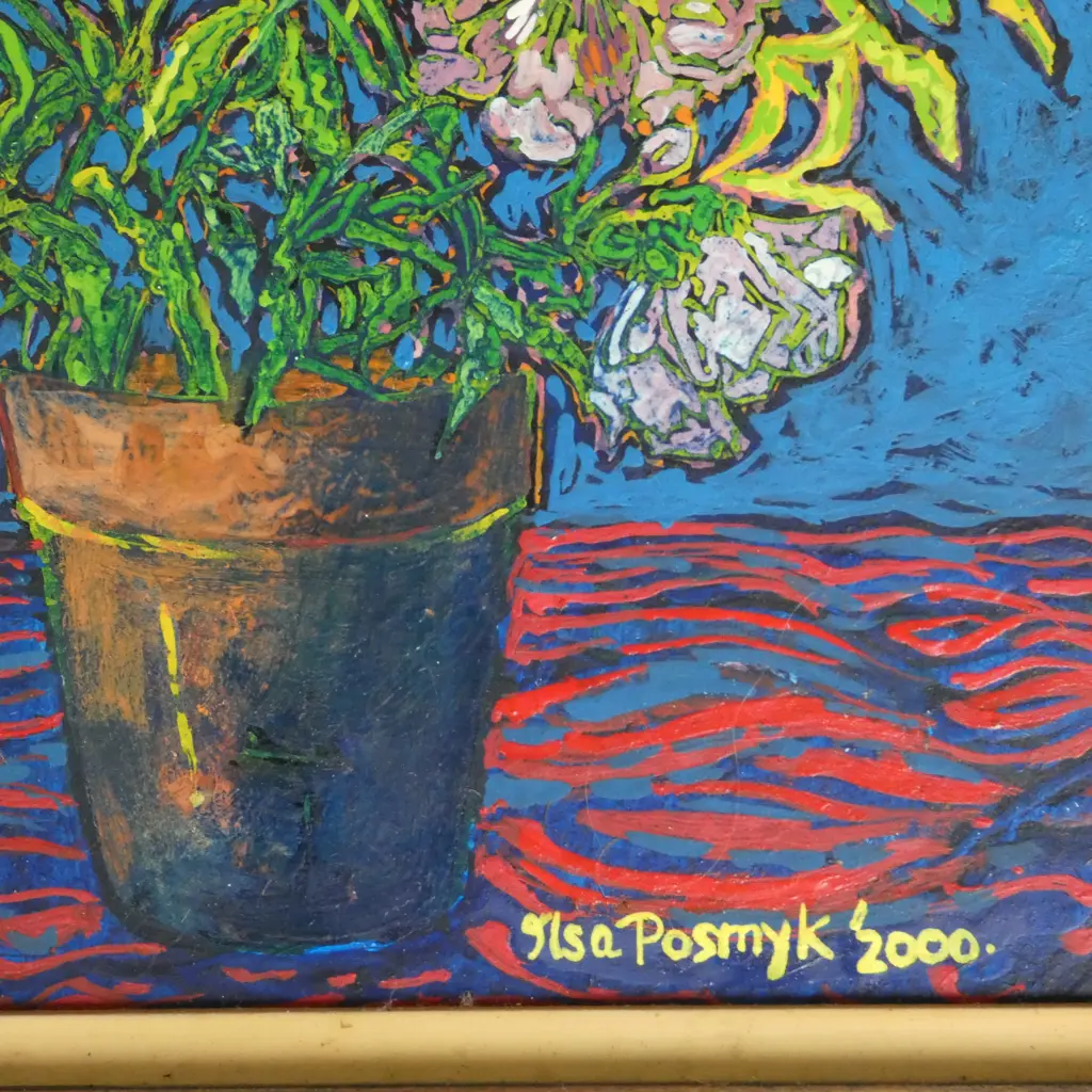 ILSA POSMYK 'ROCK ROSES' ACRYLIC ON BOARD, SIGNED & DATED 2000 165x165mm Image 1++