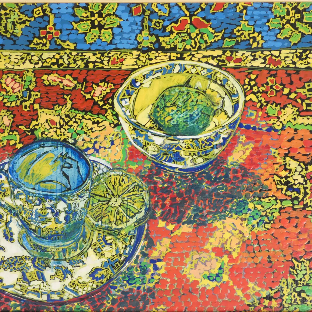 ILSA POSMYK 'LEMONS ON WILLOW' ACRYLIC ON BOARD, SIGNED & DATED '98 150x230mm Image 1++