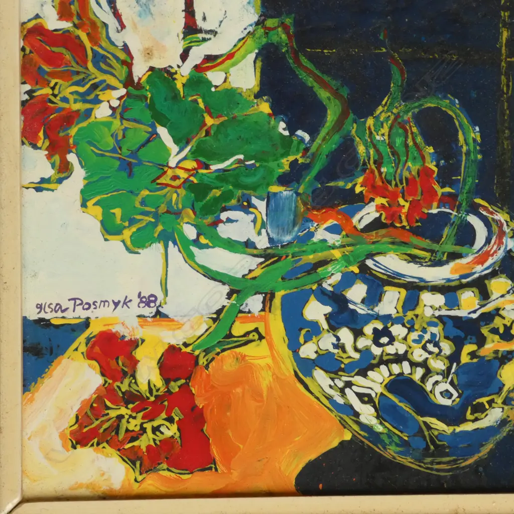 ILSA POSMYK 'STILL LIFE' ACRYLIC ON BOARD, SIGNED & DATED '88 120x125mm Image 1++
