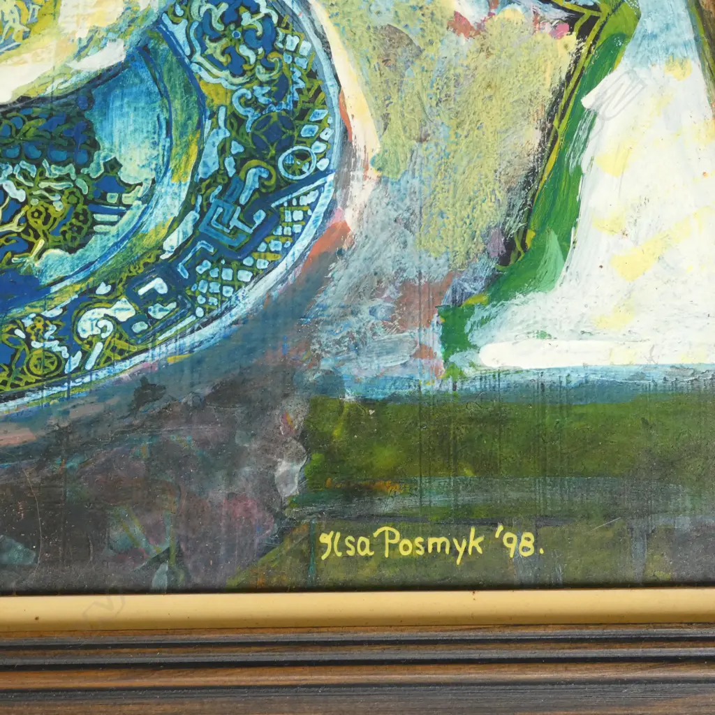 ILSA POSMYK 'WILLOW PATTERN' ACRYLIC ON BOARD, SIGNED & DATED '98 155x335mm Image 1++