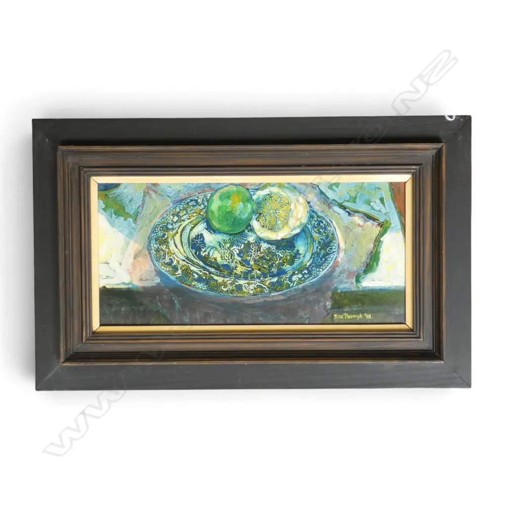 ILSA POSMYK 'WILLOW PATTERN' ACRYLIC ON BOARD, SIGNED & DATED '98 155x335mm Image 1++