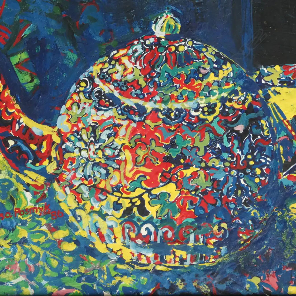 ILSA POSMYK, TEAPOT, ACRYLIC ON BOARD, SIGNED & DATED '86 190x240mm Image 1++