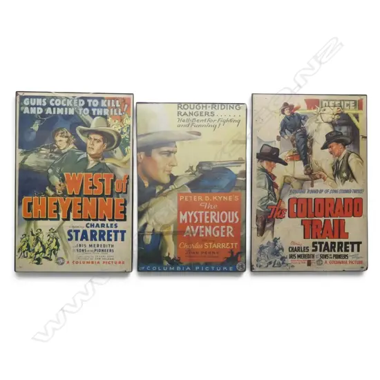 3 COWBOY WESTERN FILM PRINTS 1050x700mm