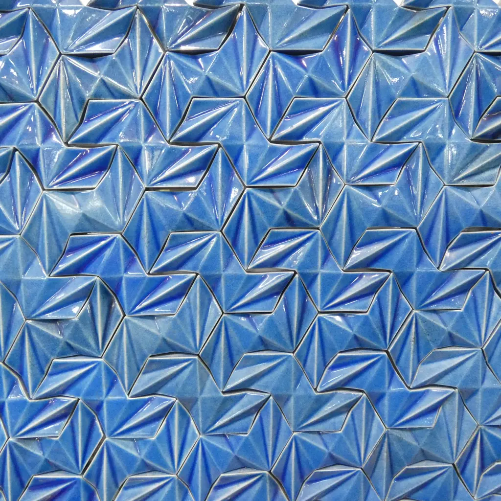 BASMA ALSHATHER 'CLOUDS' BLUE GLAZED TILE ON PERSPEX, SIGNED & DATED '96 480x960mm Image 1++