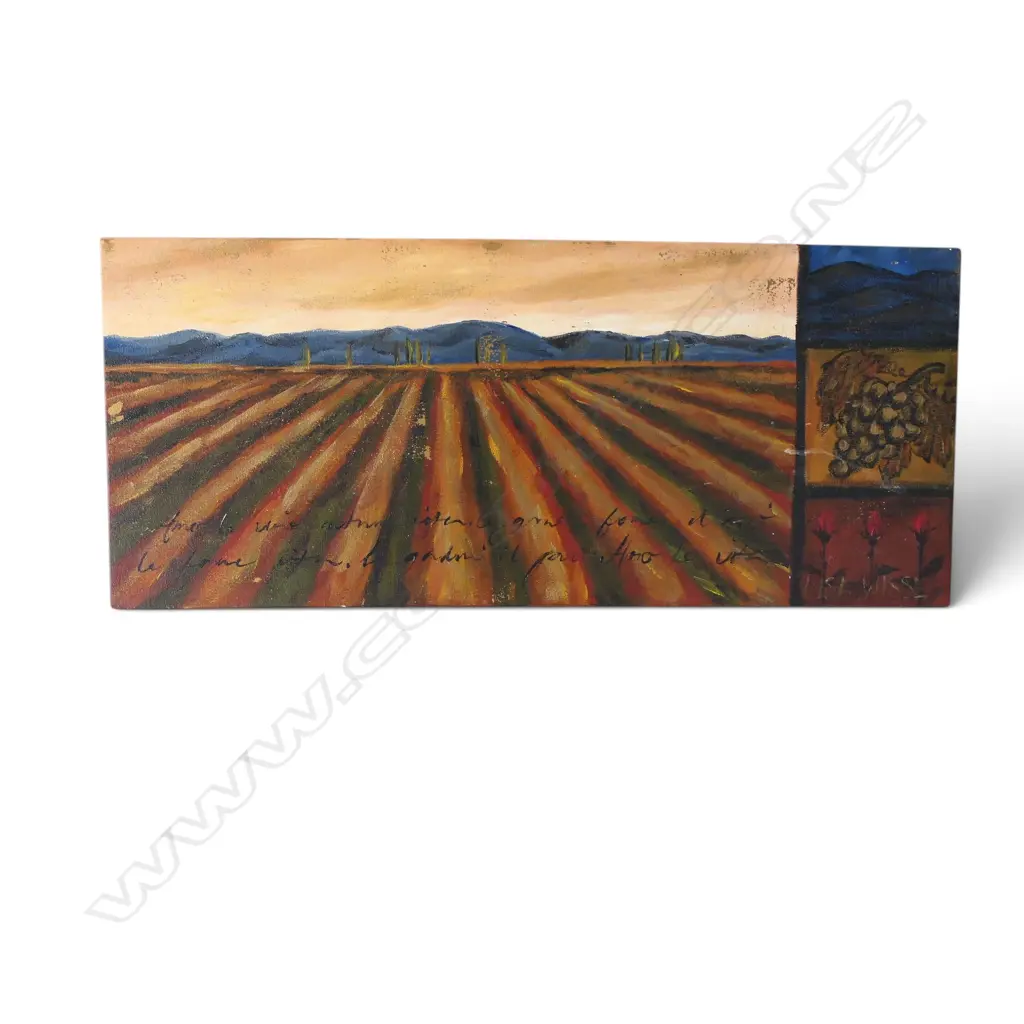 LISA WISE, 'BELLA VINO', ACRYLIC ON CANVAS, SIGNED, 300 X 700mm (OVERALL Image 1++