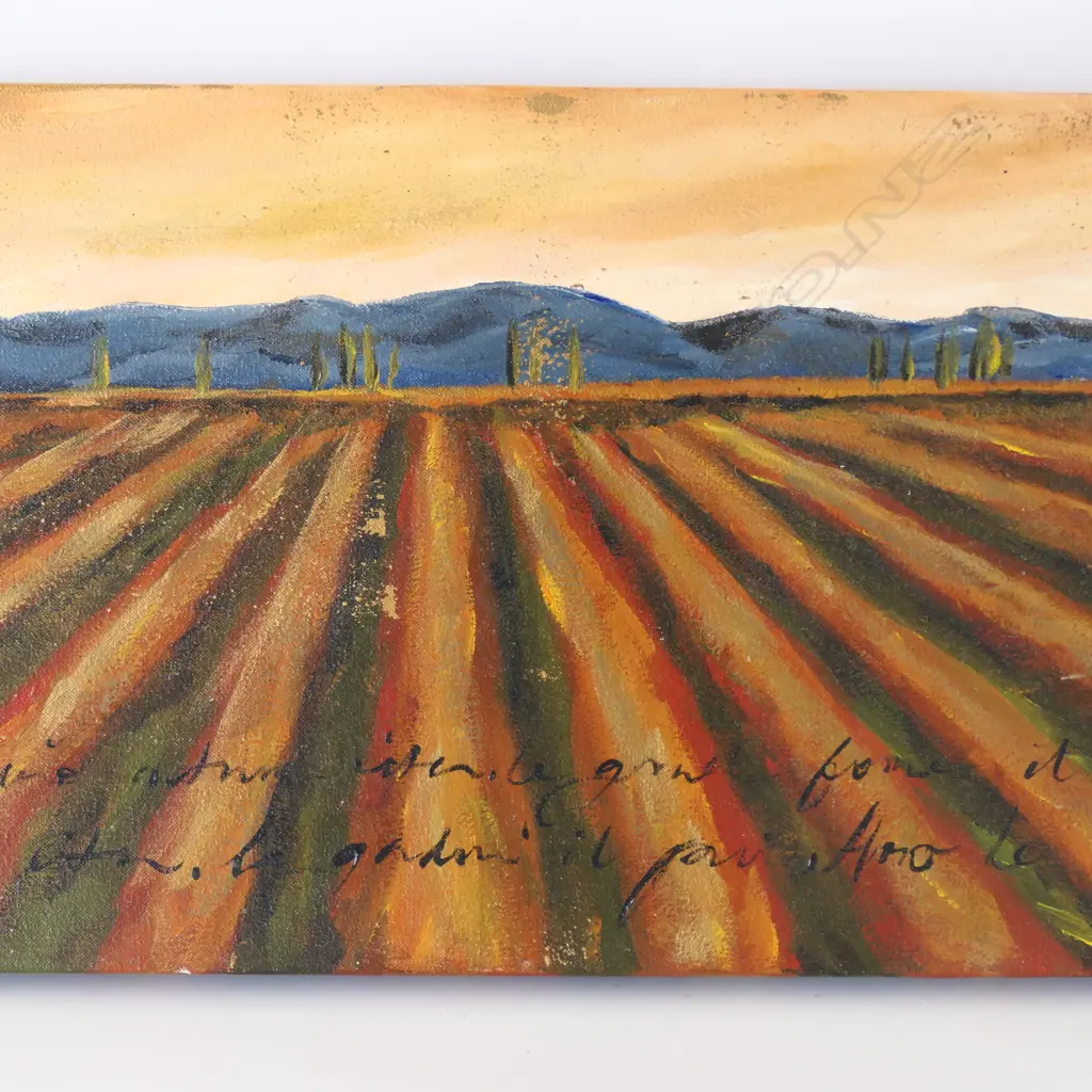 LISA WISE, 'BELLA VINO', ACRYLIC ON CANVAS, SIGNED, 300 X 700mm (OVERALL Image 1++