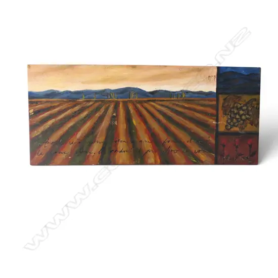 LISA WISE, 'BELLA VINO', ACRYLIC ON CANVAS, SIGNED, 300 X 700mm (OVERALL