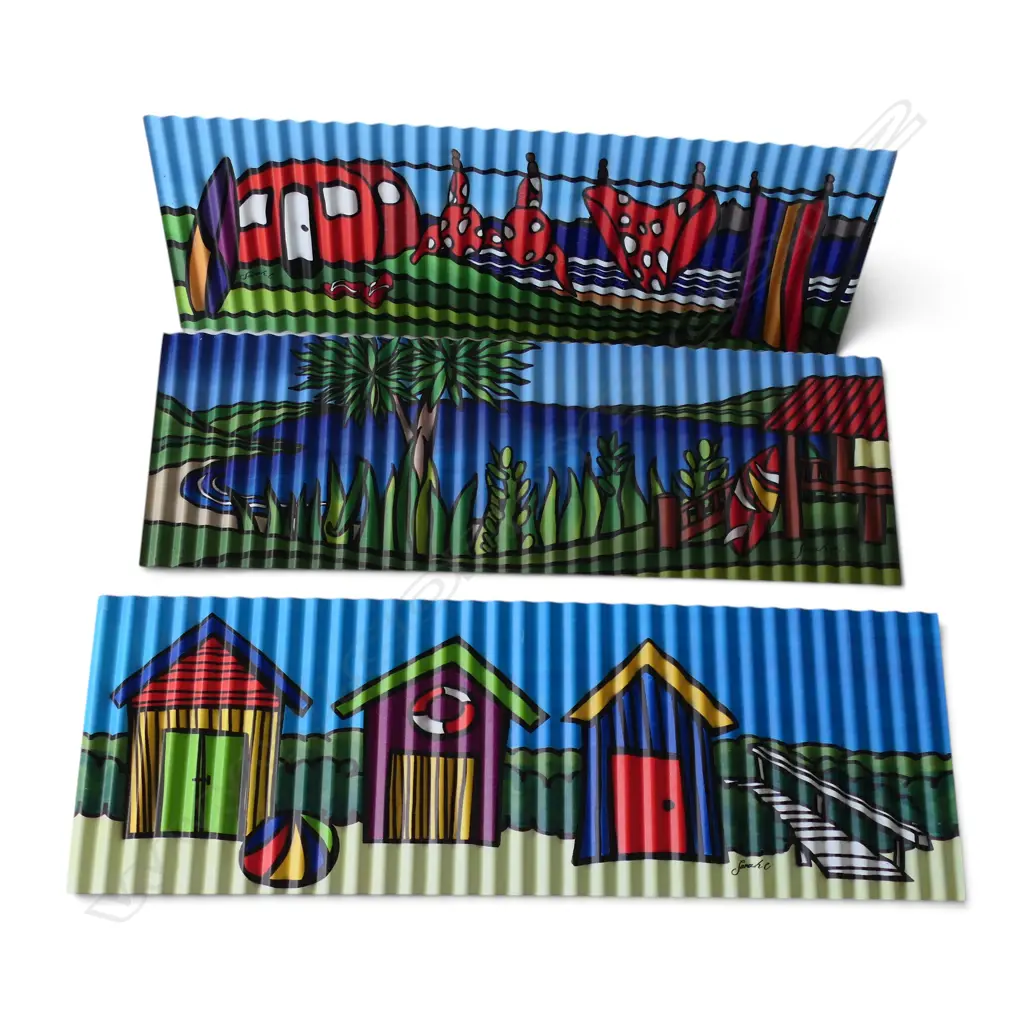 SARAH C DESIGN, THREE PRINTS ON CORRUGATED METAL (EACH IN EDITION OF 200), 280 X 850MM (EACH) Image 1++
