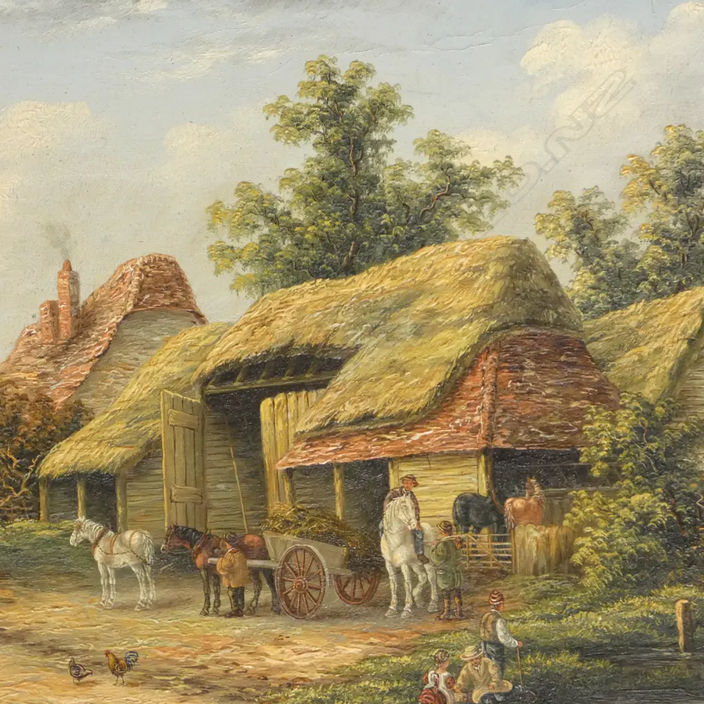UNSIGED, UNTITLED FARM SCENE, OIL ON CANVAS, 240x440mm Image 1++