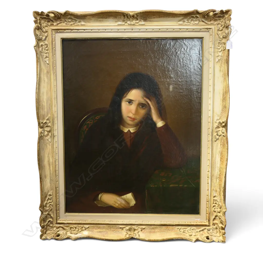 19thC ARTIST UNKNOWN, PORTRAIT OF A GIRL, OIL ON CANVAS, 735x570mm repairs evident verso Image 1++