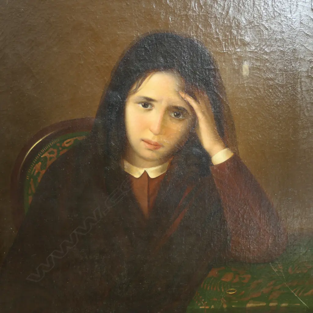 19thC ARTIST UNKNOWN, PORTRAIT OF A GIRL, OIL ON CANVAS, 735x570mm repairs evident verso Image 1++