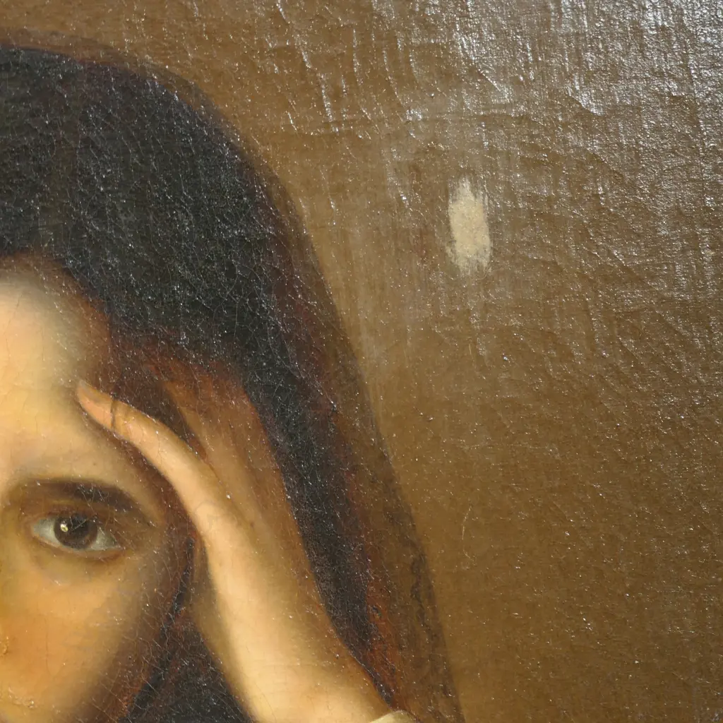 19thC ARTIST UNKNOWN, PORTRAIT OF A GIRL, OIL ON CANVAS, 735x570mm repairs evident verso Image 1++