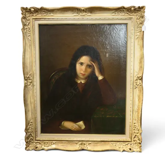 19thC ARTIST UNKNOWN, PORTRAIT OF A GIRL, OIL ON CANVAS, 735x570mm repairs evident verso