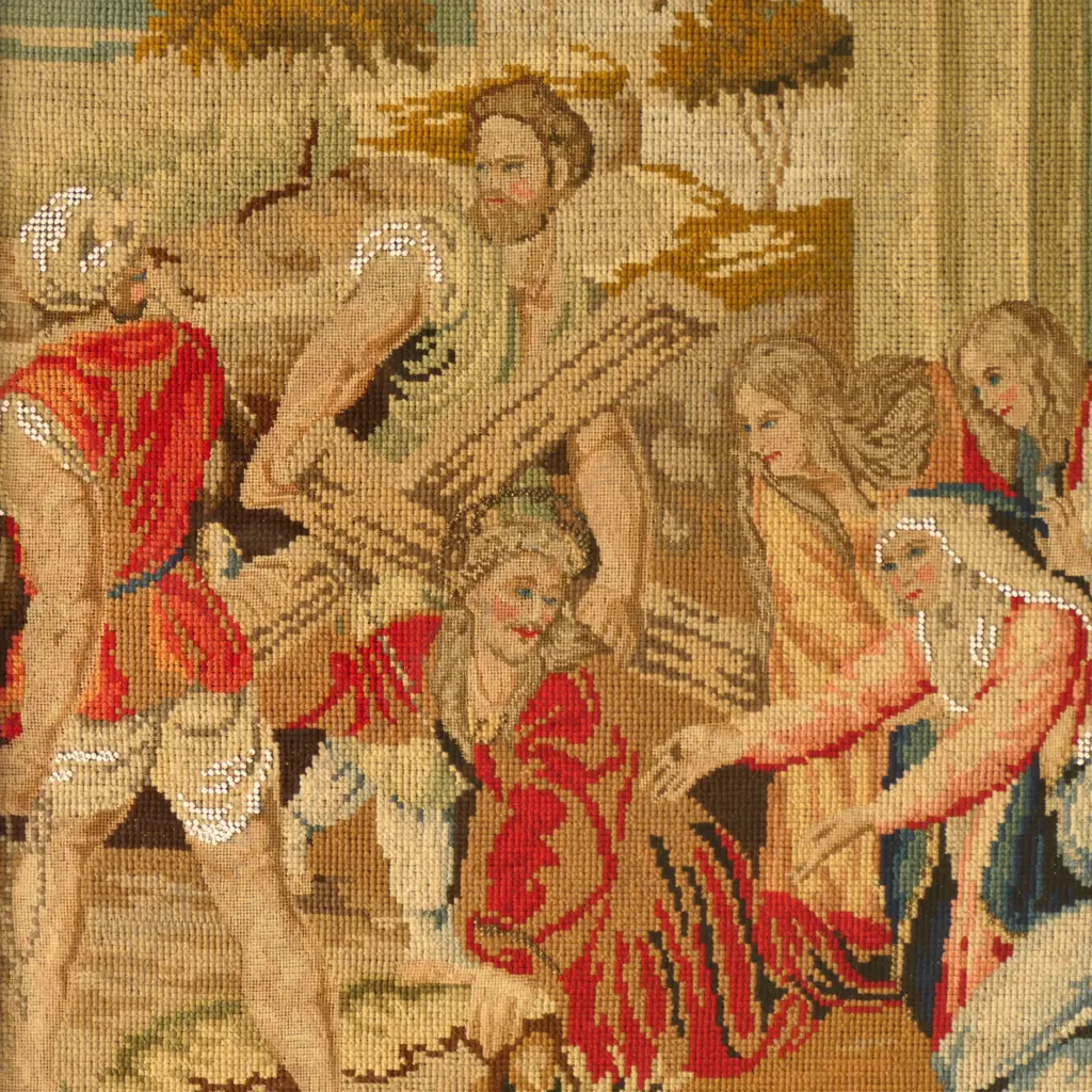 ANTIQUE RELIGIOUS NEEDLEWORK 555x450mm Image 1++