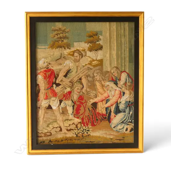 ANTIQUE RELIGIOUS NEEDLEWORK 555x450mm