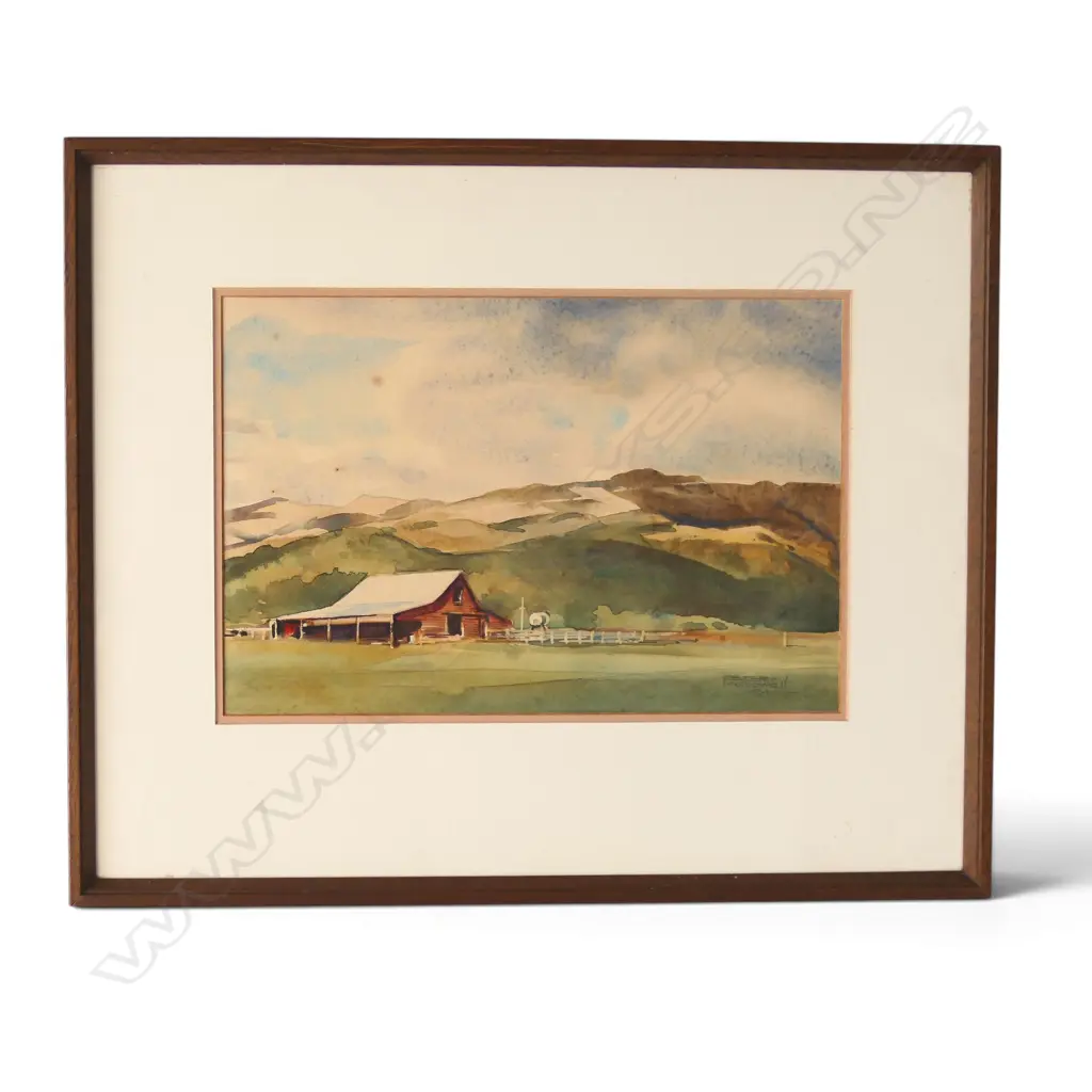 ROBERT MCDOWELL, 'WOOL SHED NEAR WAIMATE', WATERCOLOUR, SIGNED, 220 X 340MM Image 1++