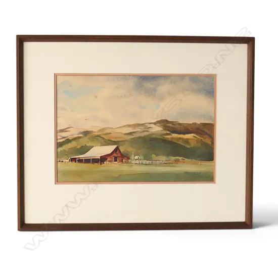 ROBERT MCDOWELL, 'WOOL SHED NEAR WAIMATE', WATERCOLOUR, SIGNED, 220 X 340MM