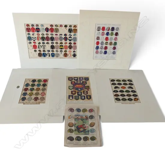 4 MATTED AND 1 LOOSE PAGE OF FOOTBALL COLOURS & CRICKET CAPS FROM BOYS OWN ILLUSTRATED (All FOXED) 260 x 360mm  LARGEST
