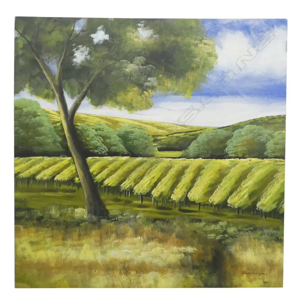 PETER PETTIGREW, VINEYARD LANDSCAPE, ACRYLIC ON CANVAS 700x700mm Image 1++