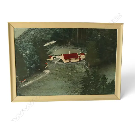 WHITES AVIATION? HAND-COLOURED PHOTOGRAPH OF FARM 500x750mm