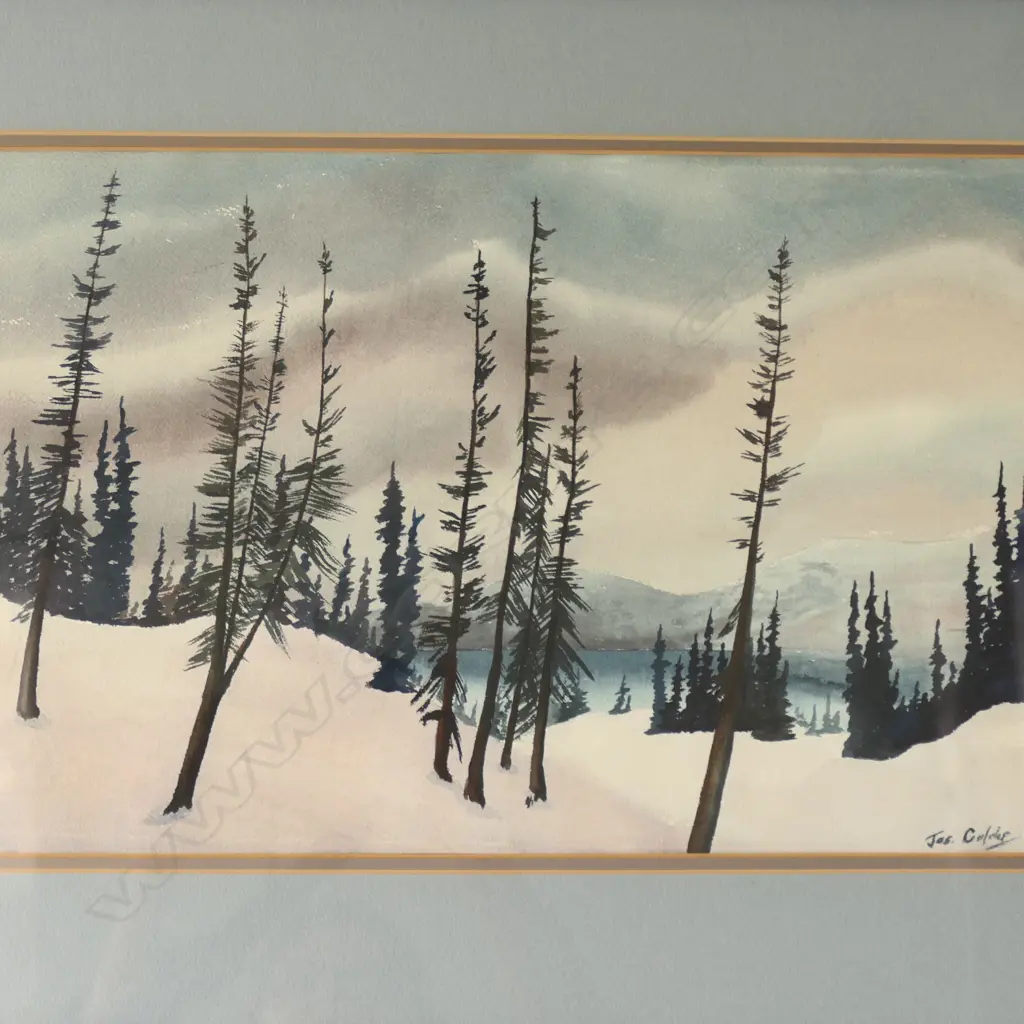 JAMES CALDER (1907-1977) FRAMED SIGNED W/C, WINTER WILDERNESS SCENE, 300 X 470MM Image 1++