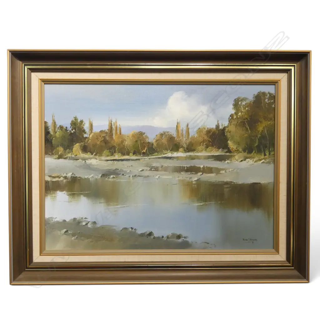 PETER J. WALLERS 'THE NGARURORO RIVER, HAWKES BAY' OIL ON BOARD, SIGNED & DATED '81 395x545mm Image 1++
