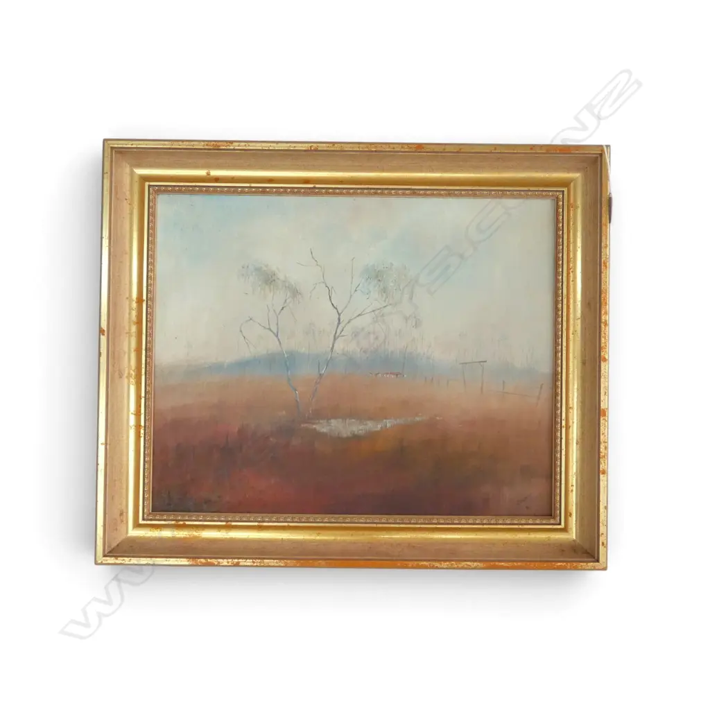 EWALD (WOODY) RISCHE (AUSTRALIA 1945-2010) 'A MISTY MORNING' OIL ON BOARD 395x495mm Image 1++