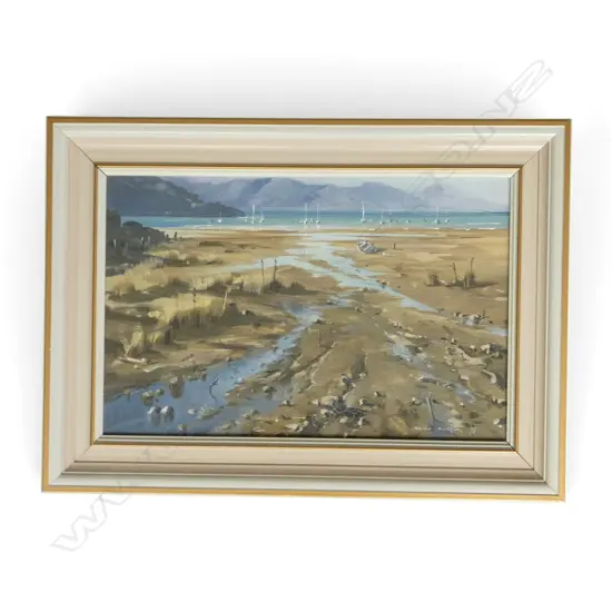 BRIAN BAXTER, 'KAIKAWA BAY' OIL ON CANVASBOARD, SIGNED, 280 X 435MM