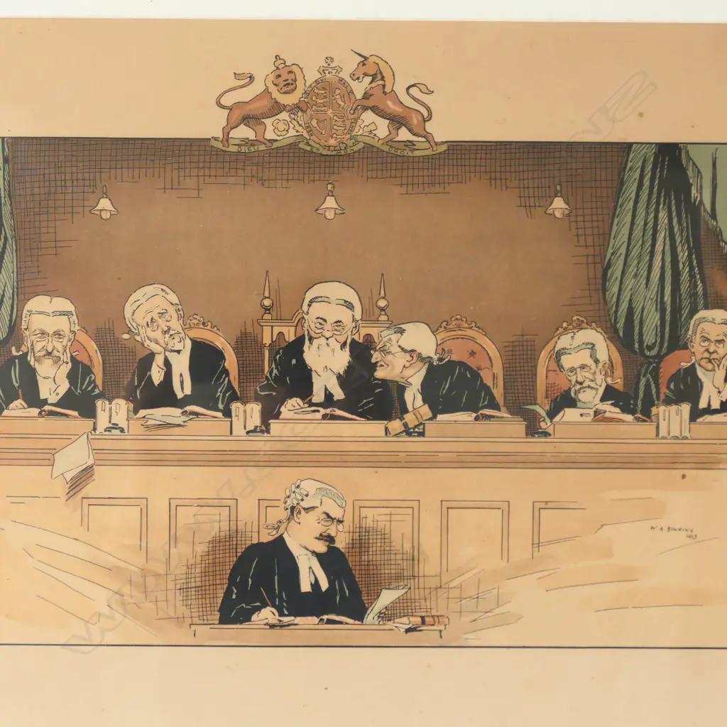 W. A BOWRING 'JUDGES PRESIDING', SIGNED AND DATED 1913 WITHIN IMAGE, 370 X 590MM Image 1++