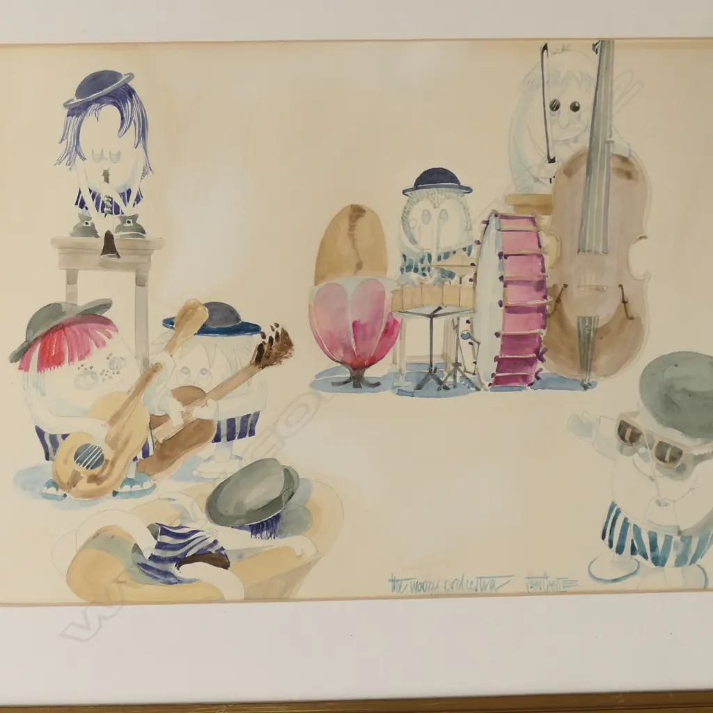 JOHN CASTLE, THE WOOZY ORCHESTRA, WATERCOLOUR, 290x450mm Image 1++