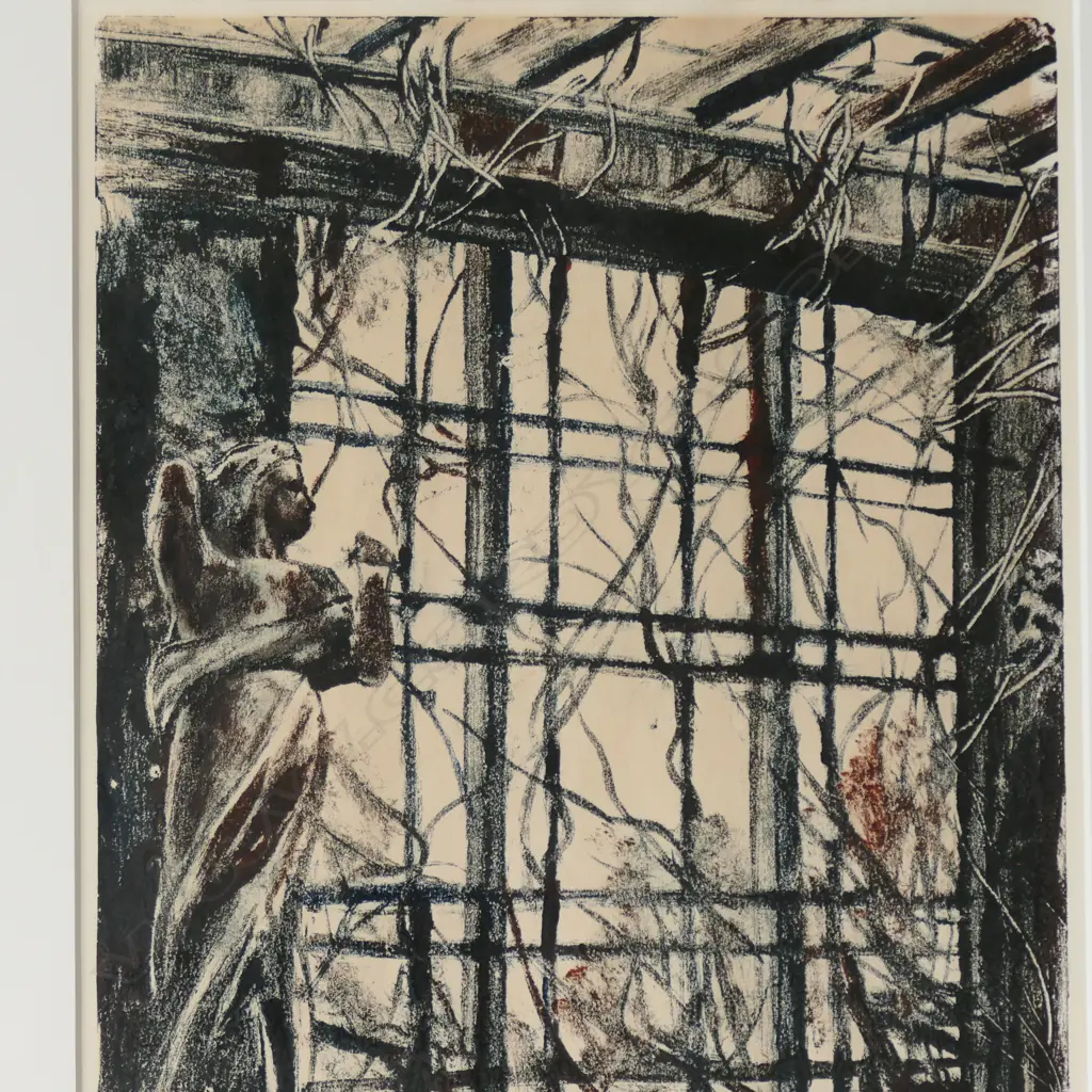 GREG WHITCLIFFE, WINTER GARDENS, AUCKLAND DOMAIN, MONOPRINT, SIGNED, 300 X 245MM Image 1++
