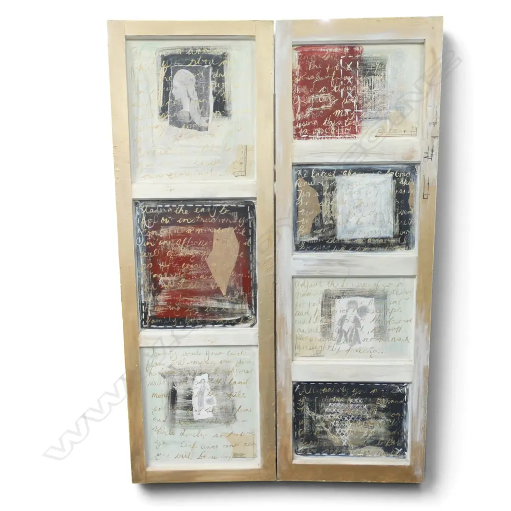 2 PANEL SCREEN by LISA MATHYS, MIXED MEDIA ON PANELS 1825x610mm EACH Image 1++