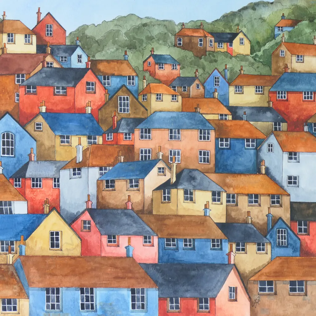 SARAH RUTHERFORD, 'GOOD NEIGHBOURHOOD', INK AND WATERCOLOUR, 390 X 500MM Image 1++