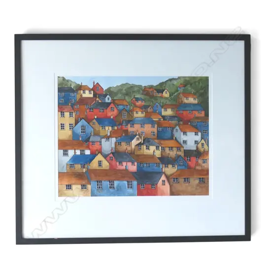 SARAH RUTHERFORD, 'GOOD NEIGHBOURHOOD', INK AND WATERCOLOUR, 390 X 500MM