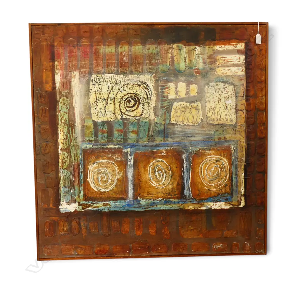 N. ROODT, (SOUTH AFRICAN), ABSTRACT COMPOSITION, MIXED MEDIA, SIGNED, 880 X 870MM Image 1++