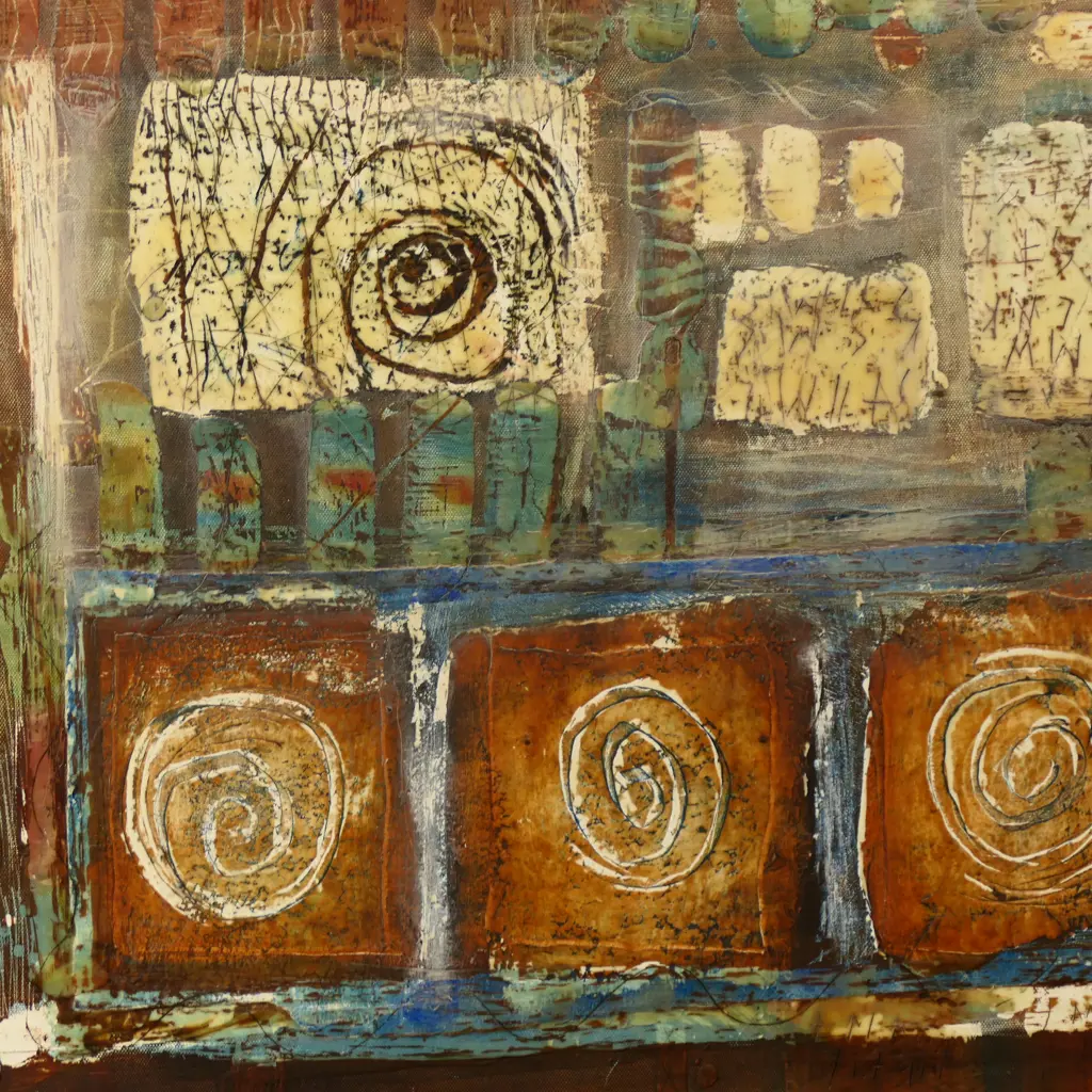 N. ROODT, (SOUTH AFRICAN), ABSTRACT COMPOSITION, MIXED MEDIA, SIGNED, 880 X 870MM Image 1++
