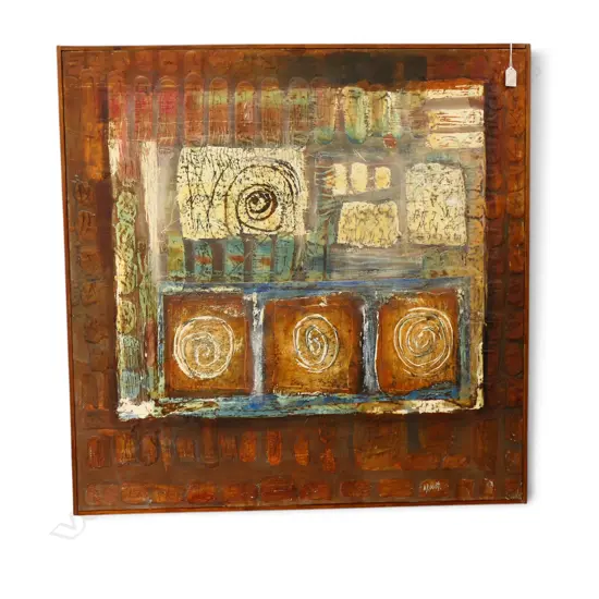 N. ROODT, (SOUTH AFRICAN), ABSTRACT COMPOSITION, MIXED MEDIA, SIGNED, 880 X 870MM