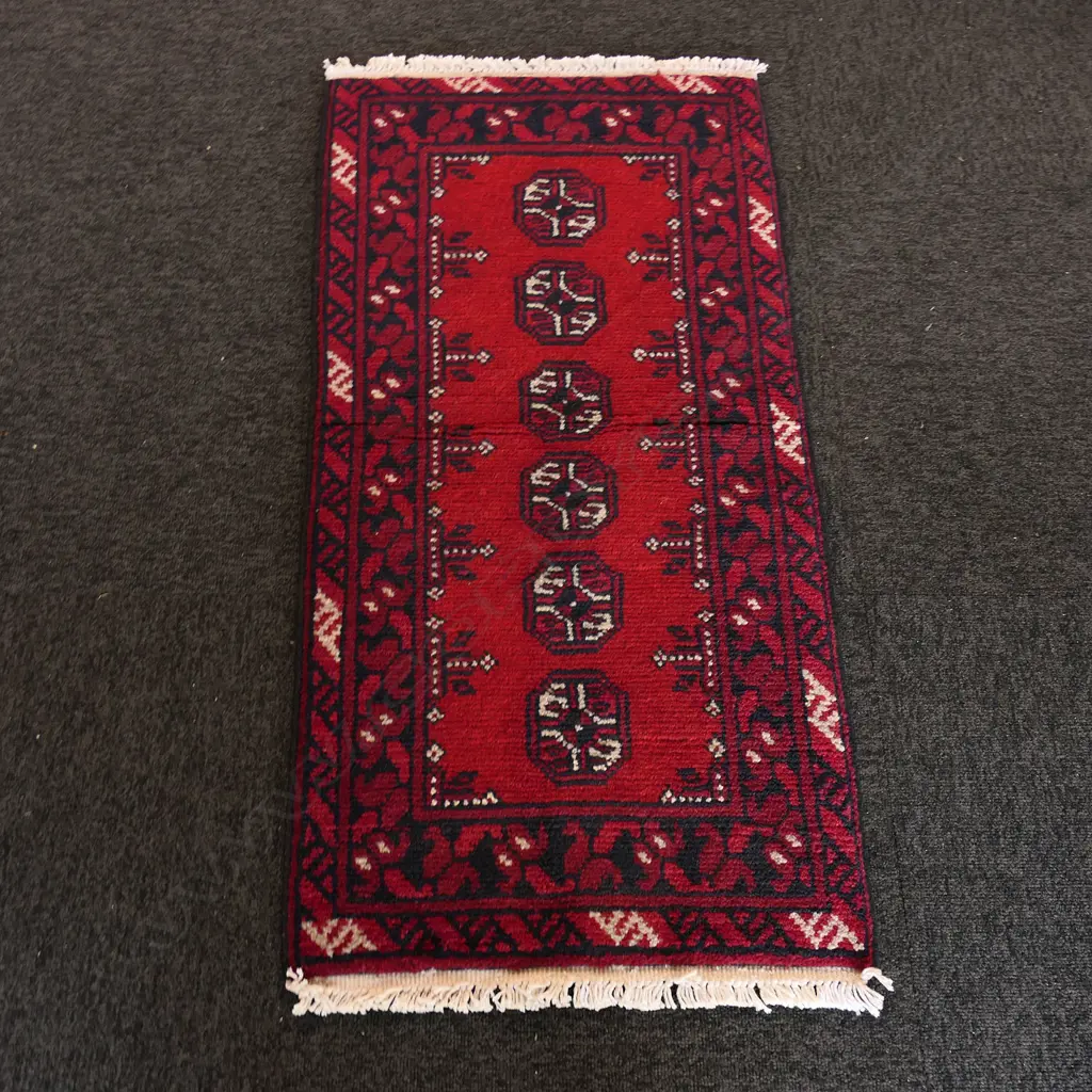 SM HANDKNOTTED TURKMAN RUG, 1000 x 500mm Image 1++