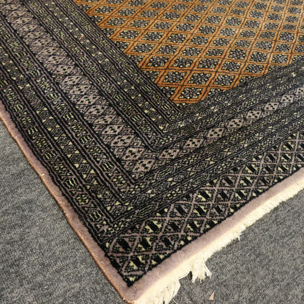 PAKISTAN BOKHARA WOOL ON COTTON RUG fringe worn 1800 x 1280mm Image 1++