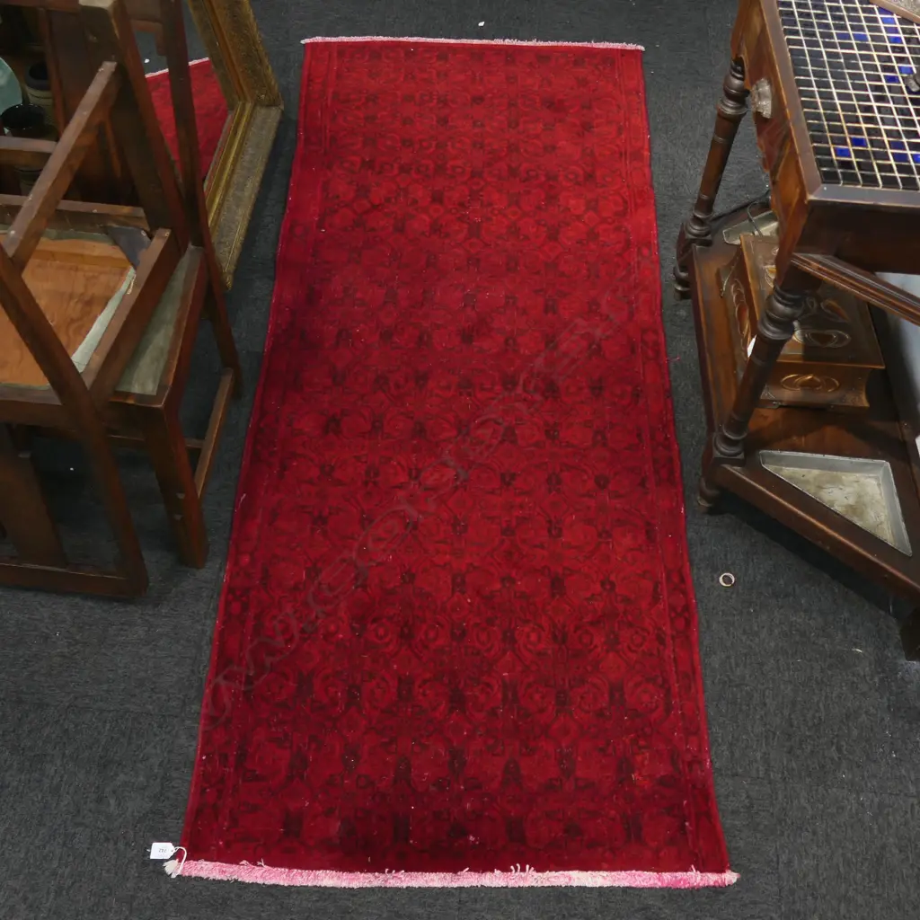 HAND KNOTTED WOOL PILE RUNNER red tones  Image 1++